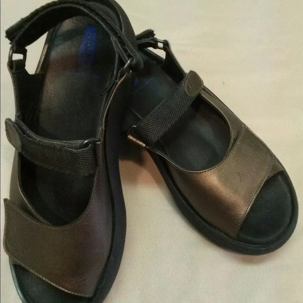 Wolky Bronze Leather Jewel Velcro Sandals 41 / 10